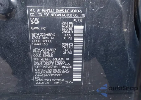 2018 Nissan Rogue S z USA, uszkodzony, nr VIN KNMAT2MVXJP573025